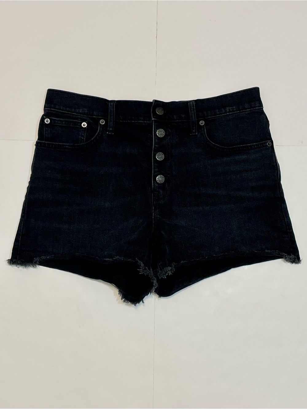 J. Crew High-Rise Button-Front Black Denim Jean Shorts Size 29
